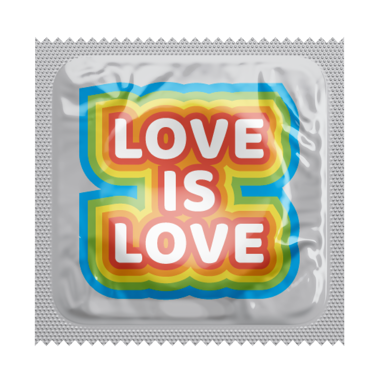 Love is Love Rainbow Letters Pride Condoms, Bag of 50