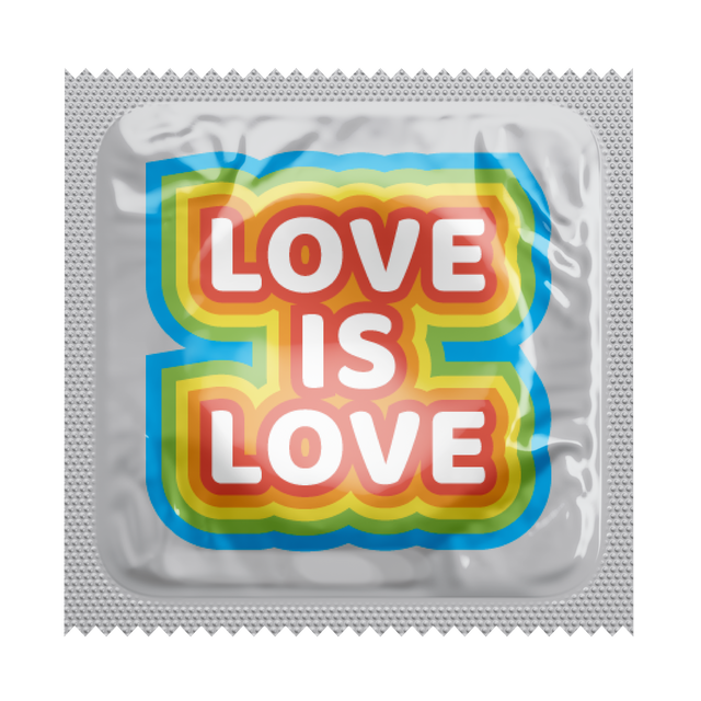 Love is Love Rainbow Letters Pride Condoms, Bag of 50