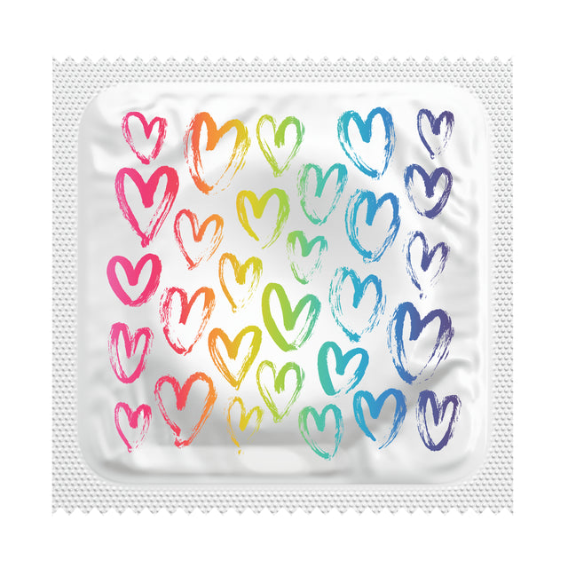 Rainbow Hearts Pride Condoms, Bag of 50